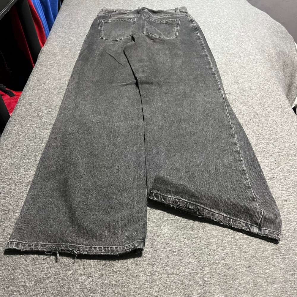 Garage Denim Wide Leg Jeans Washed Black Distressed Size 5 27 30x32